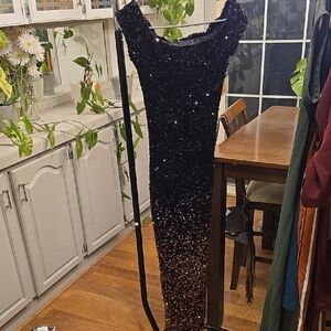 Premier Black Sequin Off The Shoukder Dress